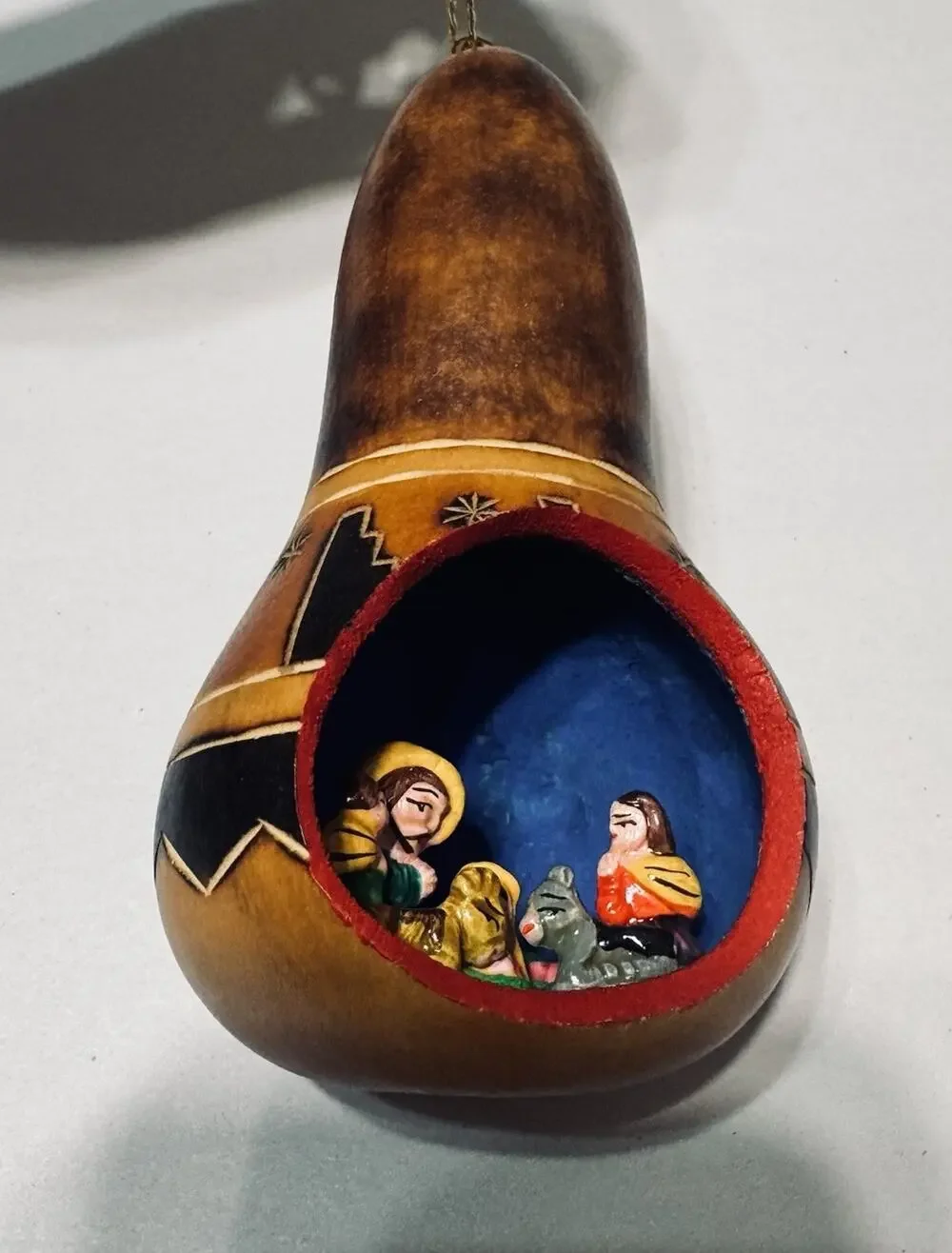Handcrafted Nativity Gourd Christmas Ornament Peruvian Hand Painted